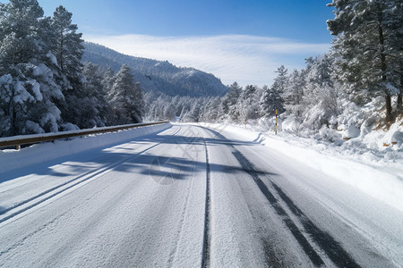 冬季白色道路图片