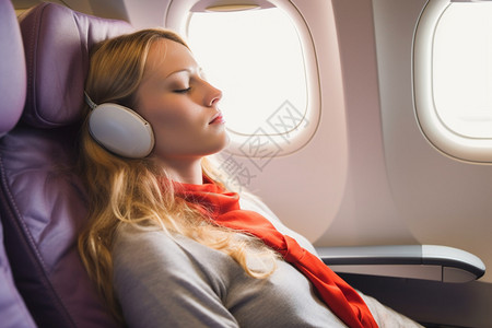 飞机上睡觉的人图片
