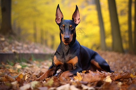 威严的杜宾犬背景图片