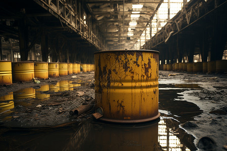 工厂废墟工厂里的储蓄桶背景