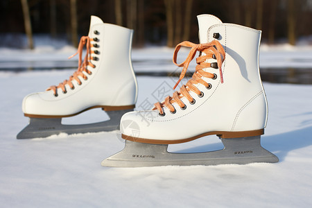 在雪地上的白色溜冰鞋图片