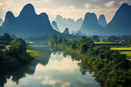 云南丽江的山水背景图片