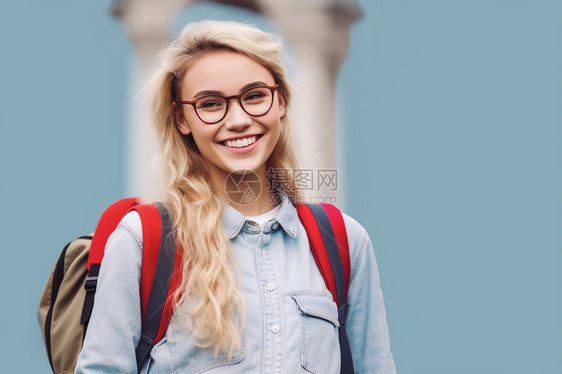 背书包的女大学生图片