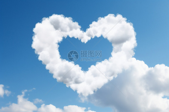 镂空爱心形状的白云图片