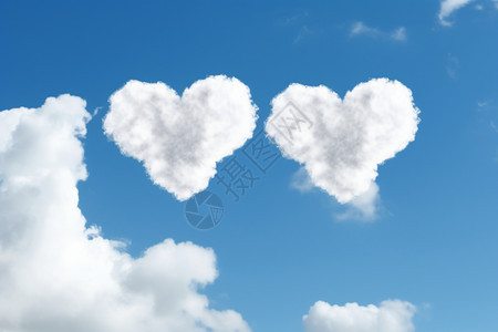 两个爱心形状的白云背景图片