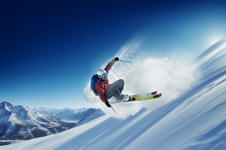 雪地户外滑雪的运动员背景