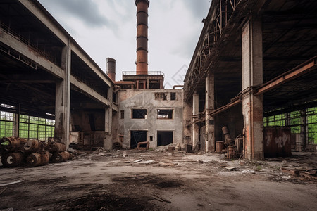 废弃的工业化工厂图片