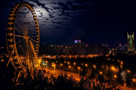 中国夜晚的城市景观图片