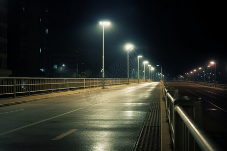 城市夜晚道路夜间人行道背景