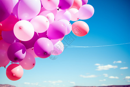 天空中的粉色气球图片