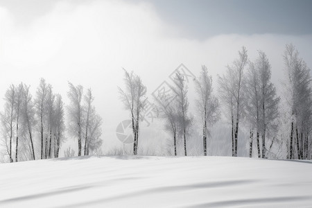 冬天的挂满霜的树木图片