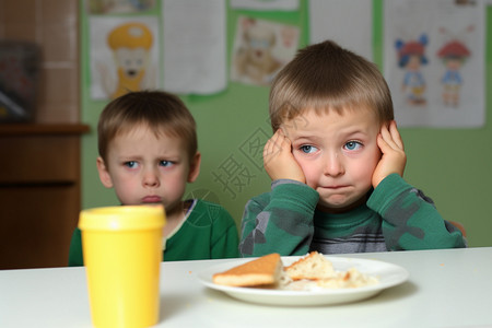 不想吃饭的小男孩背景图片