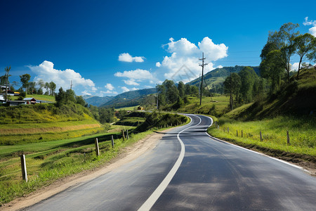 风速度农村弯曲的公路背景