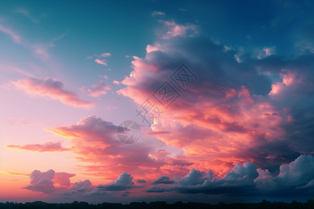 日落时分的彩色云彩图片