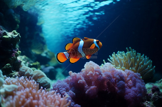 珊瑚丛中的小丑鱼图片