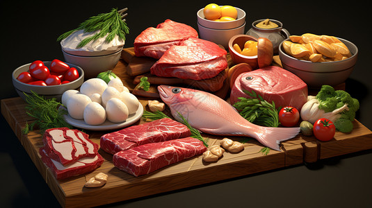 鱼肉料理日本的海鲜料理插画