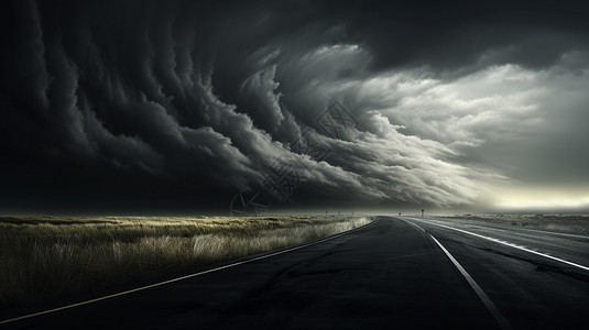 暴风雨来临的公路图片