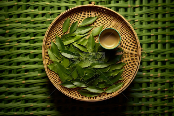 新鲜的绿色茶叶图片