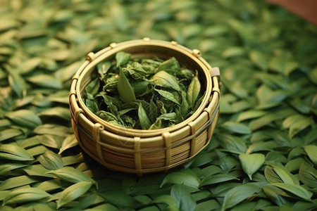 郁郁葱葱的绿茶叶图片