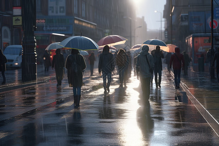 雨天城市的街头图片