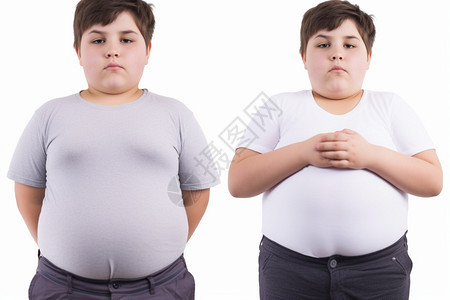 不健康饮食的肥胖男孩图片