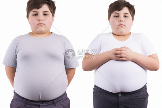 不健康饮食的肥胖男孩图片