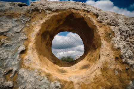 乡村中的岩石圆洞背景
