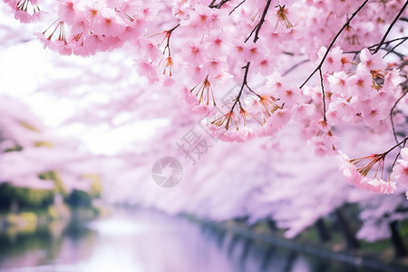 绽放的粉色樱花图片
