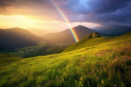 美丽的自然风景和彩虹图片