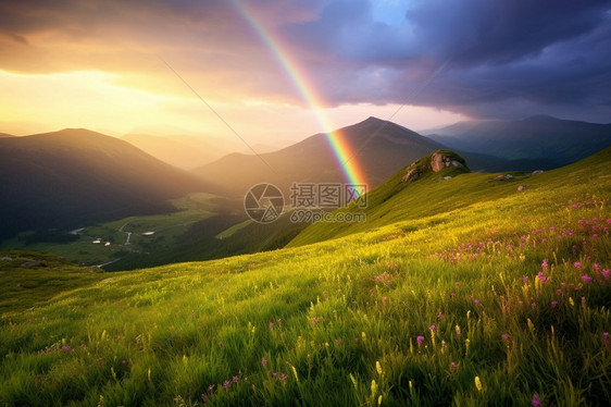 美丽的自然风景和彩虹图片