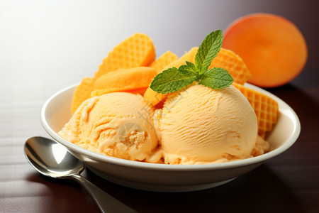 美味的芒果冰淇淋背景