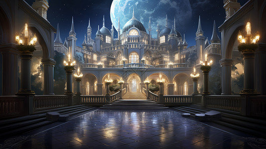 美丽的宫殿内部背景图片