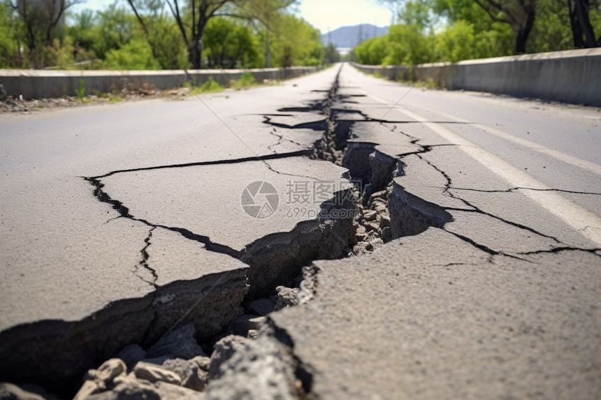 山崩地裂的公路图片