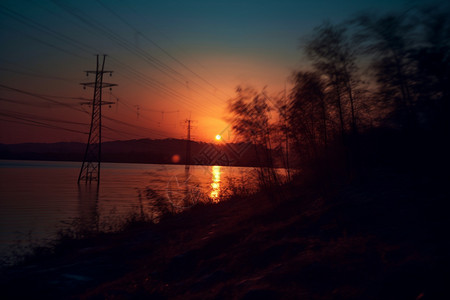 夕阳日落风光背景图片