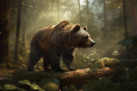 大狗熊的油画插图图片