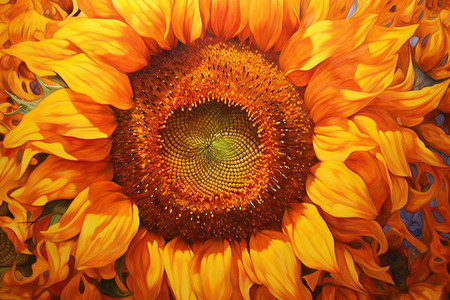 油画向日葵的独特和复杂的图案背景图片