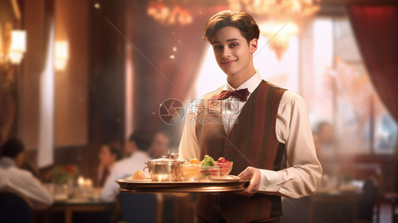 饭店工作的服务员图片