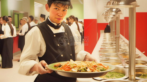 食堂内的服务员图片