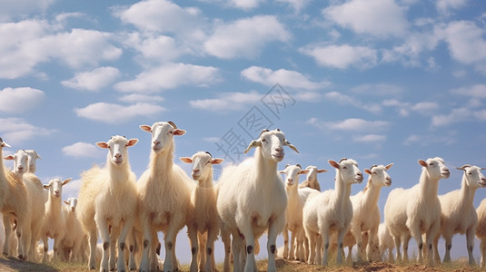 草原中一大群山羊图片