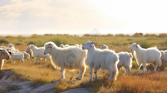 草原中放牧的山羊图片
