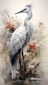 绘画的水墨画白鹤图片