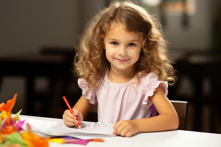 学习绘画的小女孩图片