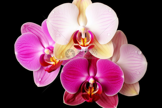 花瓣带水珠的蝴蝶兰图片