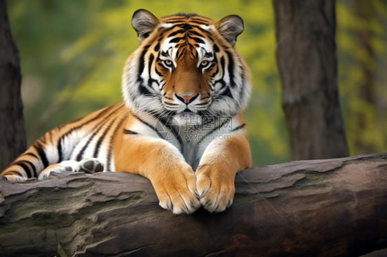 在树上趴着休息的老虎图片