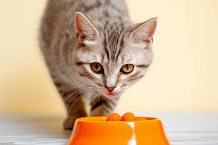 可爱的小猫准备吃饭图片
