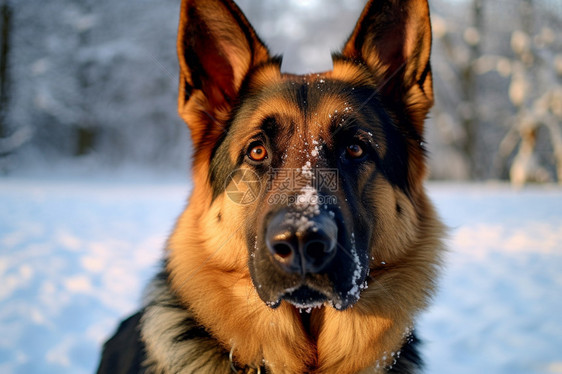 牧羊犬的面部特写图片