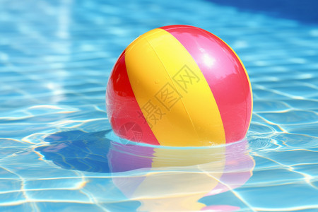 球浮在泳池上图片