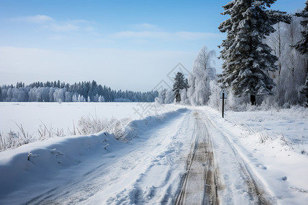 雪后的乡间道路图片