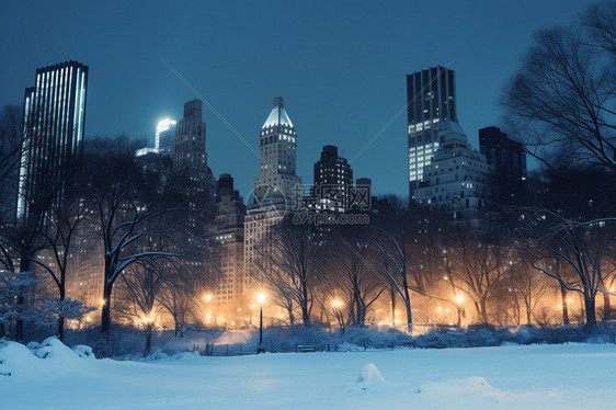 冬季的现代城市公园图片