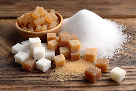 香甜的甘蔗方糖和绵糖背景图片